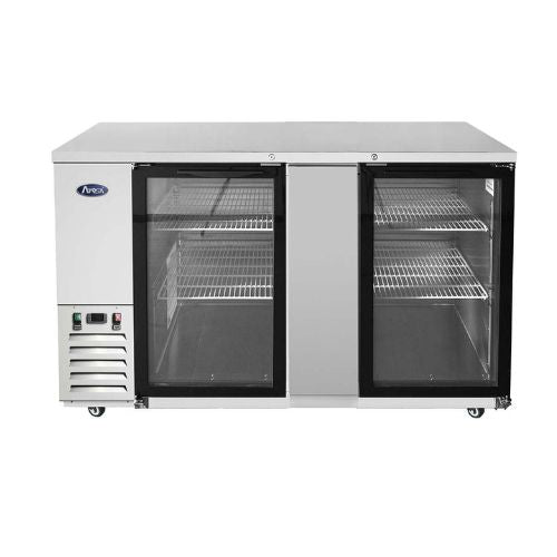 Atosa MBB69GGR 69" 2-Door Glass Door Back Bar Cooler, Stainless Steel