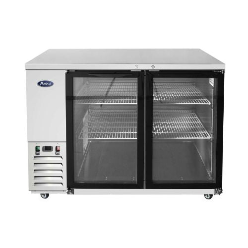 Atosa MBB48GGR 48" 2-Door Glass Door Back Bar Cooler, Stainless Steel