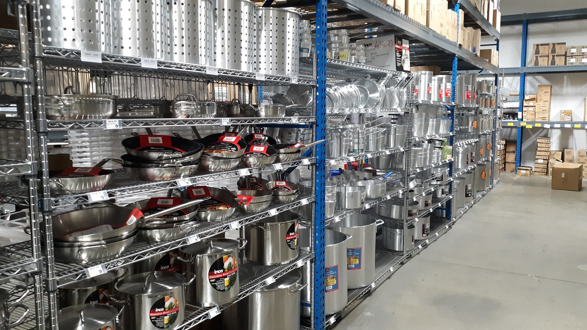 All of the saute pans, stock pots, colanders, pans that a busy restaurant needs!