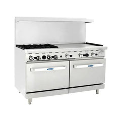 Atosa AGR-4B36GR 60" Gas Range, (4) 32,000 BTU Burners with 36" Griddle, Natural Gas