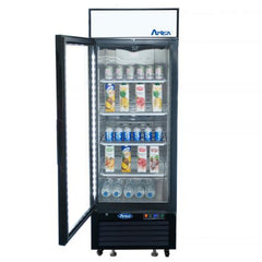 Atosa MCF8722GRL 27" 1-Door Glass Door Merchandiser Refrigerator, Left-Hinged, Black