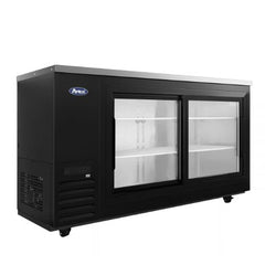 Atosa SBB69SGGRAUS2 69" Shallow Depth Back Bar Cooler, Sliding Glass Doors, Black