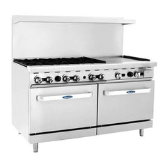 Atosa AGR-6B24GR 60" Gas Range, (6) 23,000 BTU Burners with 24" Griddle, Liquid Propane