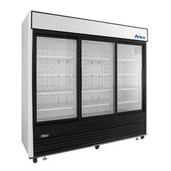 Atosa MCF8729GR 88" 3-Door Sliding Glass Door Merchandiser Refrigerator, Black Exterior