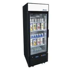 Atosa MCF8722GRL 27" 1-Door Glass Door Merchandiser Refrigerator, Left-Hinged, Black
