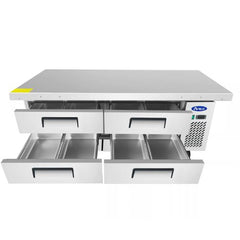 Atosa MGF8454GR 76" Extended Top Refrigerated Chef Base with 72" Cabinet