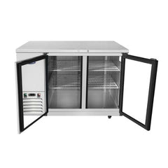 Atosa MBB48GGR 48" 2-Door Glass Door Back Bar Cooler, Stainless Steel