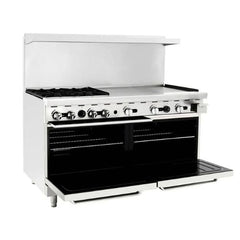 Atosa AGR-4B36GR 60" Gas Range, (4) 23,000 BTU Burners with 36" Griddle, Liquid Propane