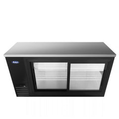 Atosa SBB69SGGRAUS2 69" Shallow Depth Back Bar Cooler, Sliding Glass Doors, Black