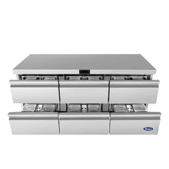 Atosa AUR72D6 72" Six-Drawer Undercounter Refrigerator