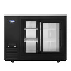 Atosa SBB48SGGRAUS2 48" Shallow Depth Back Bar Cooler, Sliding Glass Doors, Black