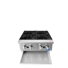 Atosa ACHP-4 24" Convertible 4-Burner Countertop Hot Plate Manual Control - 128,000 BTU