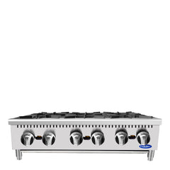 Atosa ACHP-6 36" Convertible 6-Burner Countertop Hot Plate Manual Control - 192,000 BTU