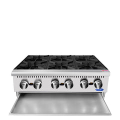 Atosa ACHP-6 36" Convertible 6-Burner Countertop Hot Plate Manual Control - 192,000 BTU