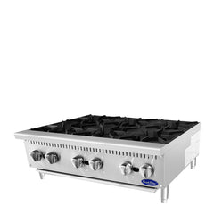 Atosa ACHP-6 36" Convertible 6-Burner Countertop Hot Plate Manual Control - 192,000 BTU