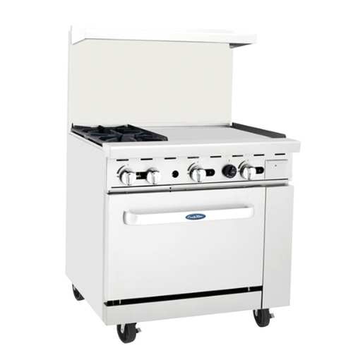 Atosa AGR-2B24GR CookRite 2-Burner Range with 24" Griddle Top (Right Side), Liquid Propane
