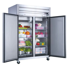 Dukers D55AR Commercial 55" 2-Door Top Mount Refrigerator in Stainless Steel, 41.7 cu ft