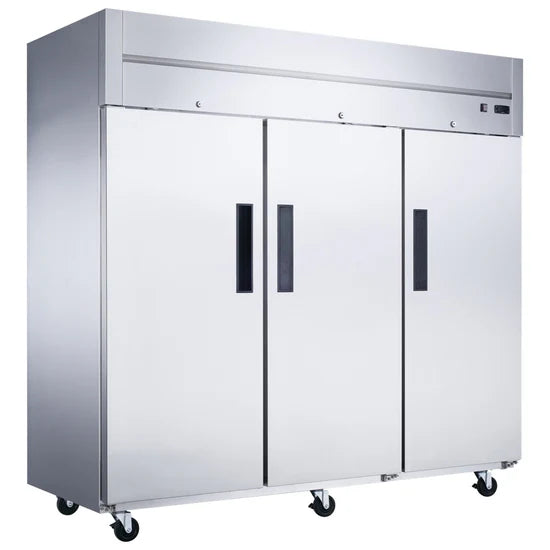 Dukers D83AF Commercial 82" 3-Door Top Mount Freezer in Stainless Steel, 64.8 cu ft