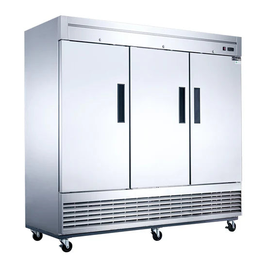 Dukers D83F Commercial 82" 3-Door Freezer in Stainless Steel, 65.16 cu. ft.