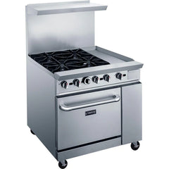 Dukers DCR36-4B12GM 36" Gas Range with Four (4) Open Burners and 12" Griddle