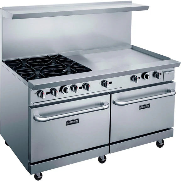 Dukers DCR60-4B36GM 60" Gas Range with Four (4) Open Burners and 36" Griddle