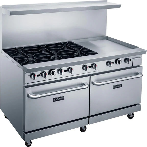 Dukers DCR60-6B24GM 60" Gas Range with Six (6) Open Burners and 24" Griddle