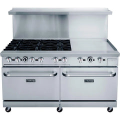 Dukers DCR60-6B24GM 60" Gas Range with Six (6) Open Burners and 24" Griddle