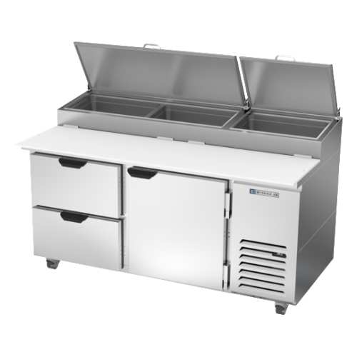 Beverage Air DPD67HC-2 67" Pizza Prep Table, One-Door, 2-Drawers