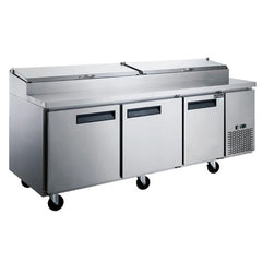 Dukers DPP90-12-S3 Commercial 12 Pan 3-Door Pizza Prep Table Refrigerator