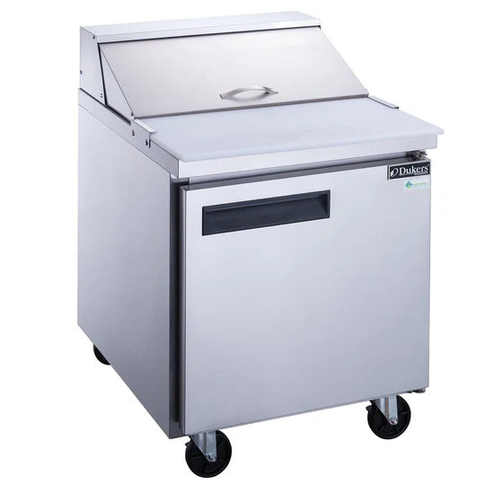 Dukers DSP29-8-S1 Commercial 29" 1-Door Food Prep Table Refrigerator, 6.6 cu ft Capacity