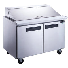Dukers DSP48-18M-S2 2-Door Commercial Food Prep Table Refrigerator with Mega Top, 11.4 cu ft Capacity