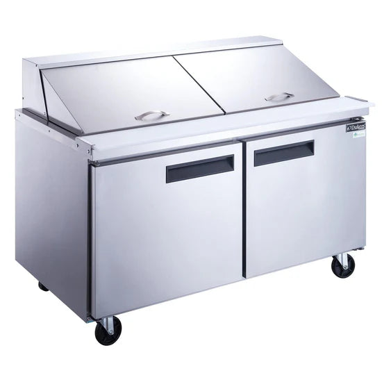 Dukers DSP60-24M-S2 2-Door Commercial Food Prep Table Refrigerator with Mega Top, 14.3 cu ft Capacity