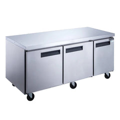 Dukers DUC72F Commercial 72" 3-Door Undercounter Freezer, 19.0 cu ft Capacity