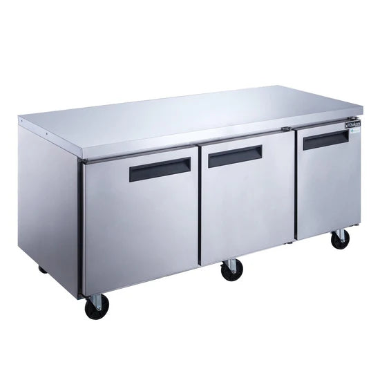 Dukers DUC72F Commercial 72" 3-Door Undercounter Freezer, 19.0 cu ft Capacity