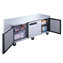 Dukers DUC72F Commercial 72" 3-Door Undercounter Freezer, 19.0 cu ft Capacity