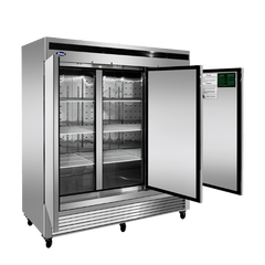 Atosa MBF8508GR 81" Three Section Solid Door Reach-In Refrigerator, Bottom Mount, 68 cu. ft.