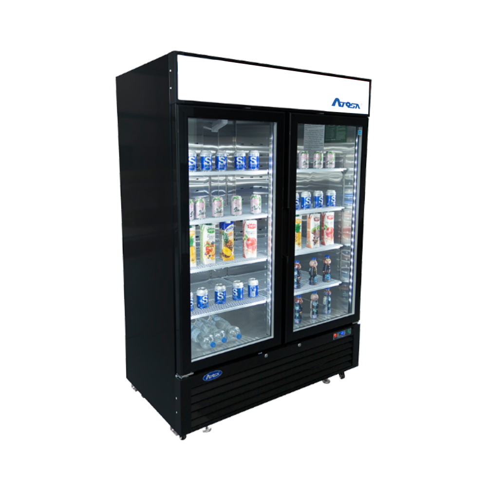Atosa MCF8732GR 40" 2-Door Glass Door Merchandiser Freezer, Black Exterior