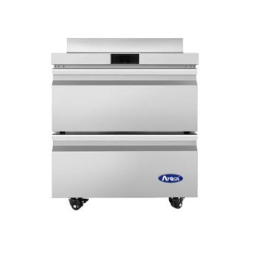 Atosa AWR27D2 27" Two-Drawer Worktop Refrigerator with Backsplash