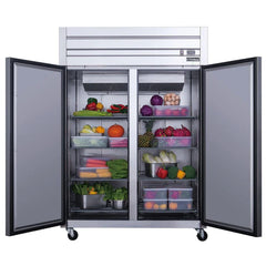 Dukers D55AR Commercial 55" 2-Door Top Mount Refrigerator in Stainless Steel, 41.7 cu ft