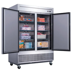 Dukers D55F Commercial 55" 2-Door Freezer in Stainless Steel, 41.62 cu. ft.
