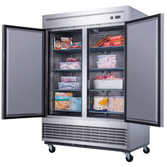 Dukers D55F Commercial 55" 2-Door Freezer in Stainless Steel, 41.62 cu. ft.