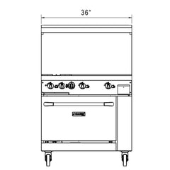 Dukers DCR36-2B24GM 36" Gas Range with Two (2) Open Burners and 24" Griddle