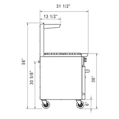 Dukers DCR36-2B24GM 36" Gas Range with Two (2) Open Burners and 24" Griddle