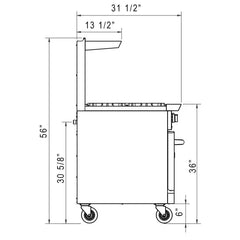 Dukers DCR36-4B12GM 36" Gas Range with Four (4) Open Burners and 12" Griddle