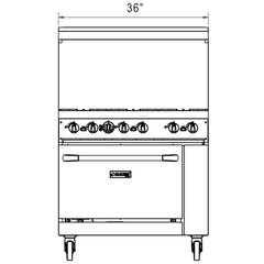 Dukers DCR36-6B 36" Gas Range with Six (6) Open Burners