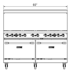 Dukers DCR60-10B 60" Gas Range with Ten (10) Open Burners