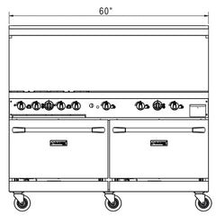 Dukers DCR60-4B36GM 60" Gas Range with Four (4) Open Burners and 36" Griddle