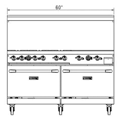 Dukers DCR60-6B24GM 60" Gas Range with Six (6) Open Burners and 24" Griddle
