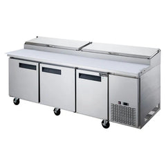 Dukers DPP90-12-S3 Commercial 12 Pan 3-Door Pizza Prep Table Refrigerator