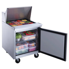 Dukers DSP29-12M-S1 Commercial 29" 1-Door Food Prep Table Refrigerator with Mega Top